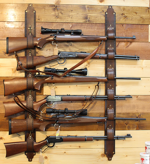 Leather Gun Racks (Two Guns) more than 2 are $40 each gun (6 max)